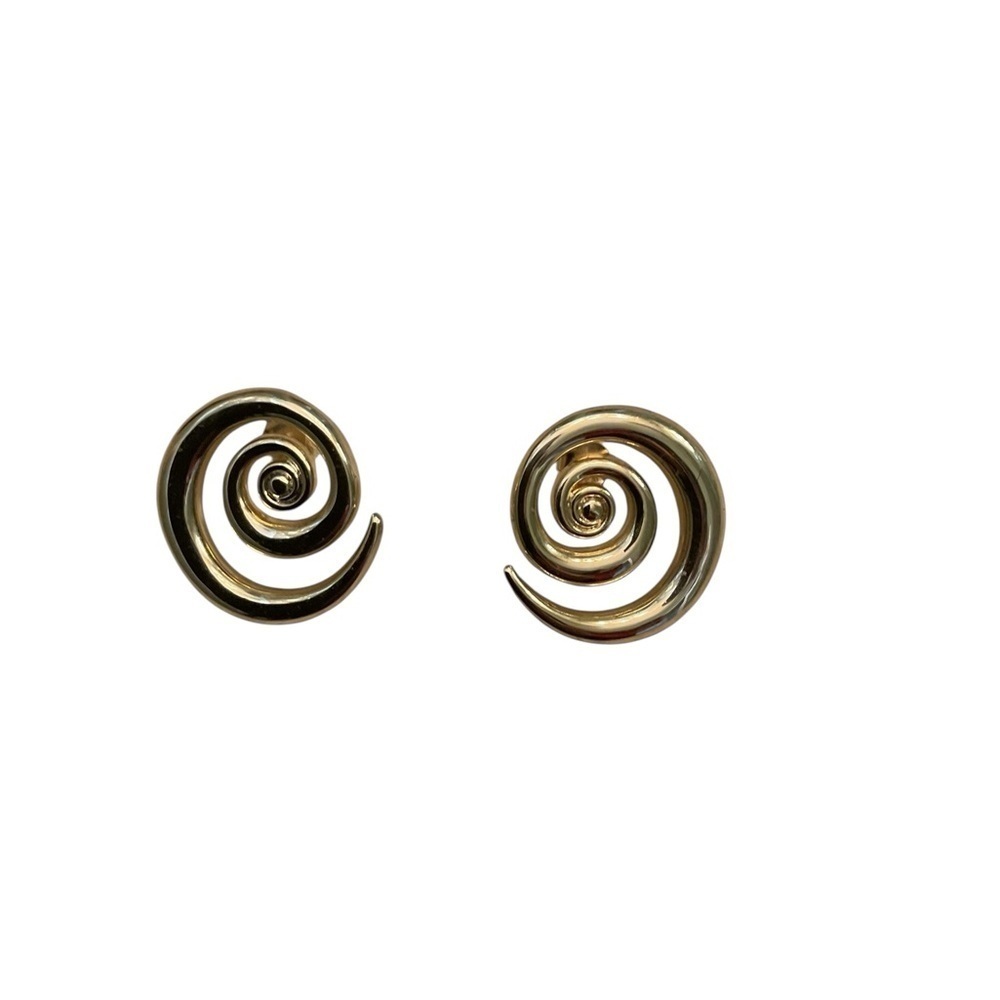14k Gold Plated Swirl Trending Earrings Silver Posts - Picture 2 of 3